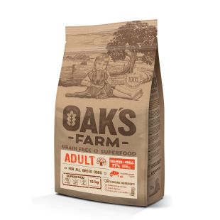OAK'S FARM dry grain free food for adult, for all breed dogs with salmon and krill 12 kg