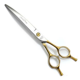 TAURO PRO LINE cutting scissors, Janita Plungė line, for the right-handed 17 cm curved, 440c stainless steel, golden handles