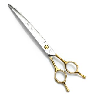 TAURO PRO LINE cutting scissors, Janita Plungė line, for the right-handed 20 cm curved, 440c stainless steel, golden handles