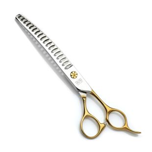TAURO PRO LINE chunker scissors, Janita Plungė line, for the right-handed 18 cm, 18 teeth, 440c stainless steel, golden handles