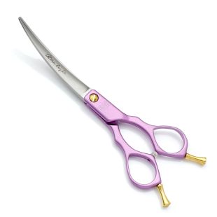 TAURO PRO LINE Ultra light cutting scissors, for the right-handed 15 cm curved, aluminum, 440c stainless steel, purple color