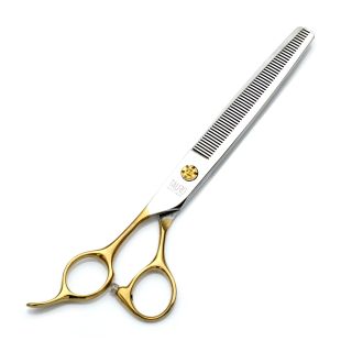 TAURO PRO LINE thinning scissors, Janita Plungė line, for the left-handed "18 cm (7""), 56 teeth, 440c stainless steel, golden handles