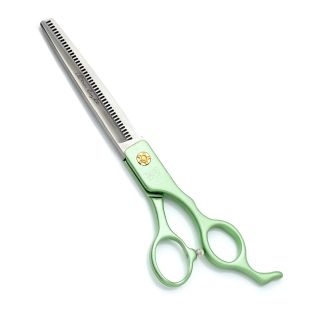 TAURO PRO LINE Ultra light thinning scissors, for the right-handed 18 cm 44 teeth, aluminum, 440c stainless steel, green color