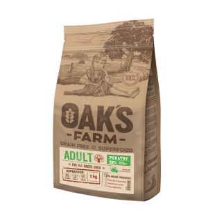 OAK'S FARM dry grain free food for adult dogs of all breeds with poultry 2 kg