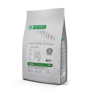 NATURE'S PROTECTION SUPERIOR CARE dry grain free food for adult dogs of small breeds with white coat, with insect  1.5 kg