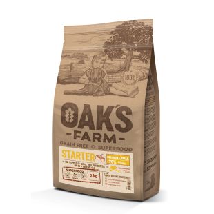OAK'S FARM dry grain free food for puppies of small and mini breeds with salmon and krill 2 kg